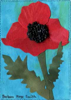 "Poppy" by Barbara Kaye Smith, Sparta WI - Fabric and beads 